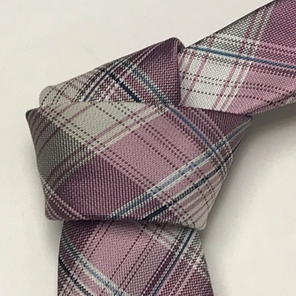PENGUIN - 100% Silk Plaid Purple/Gray Necktie - Picture 1 of 8
